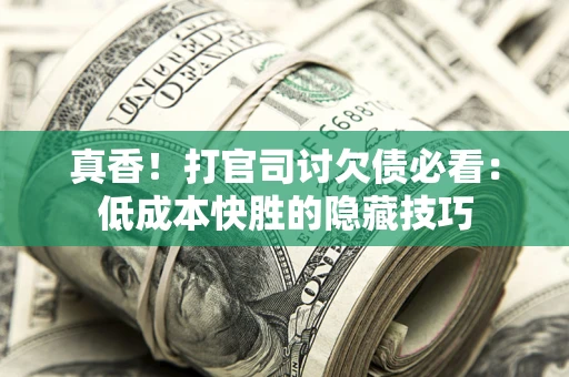 武汉真香！打官司讨欠债必看：低成本快胜的隐藏技巧